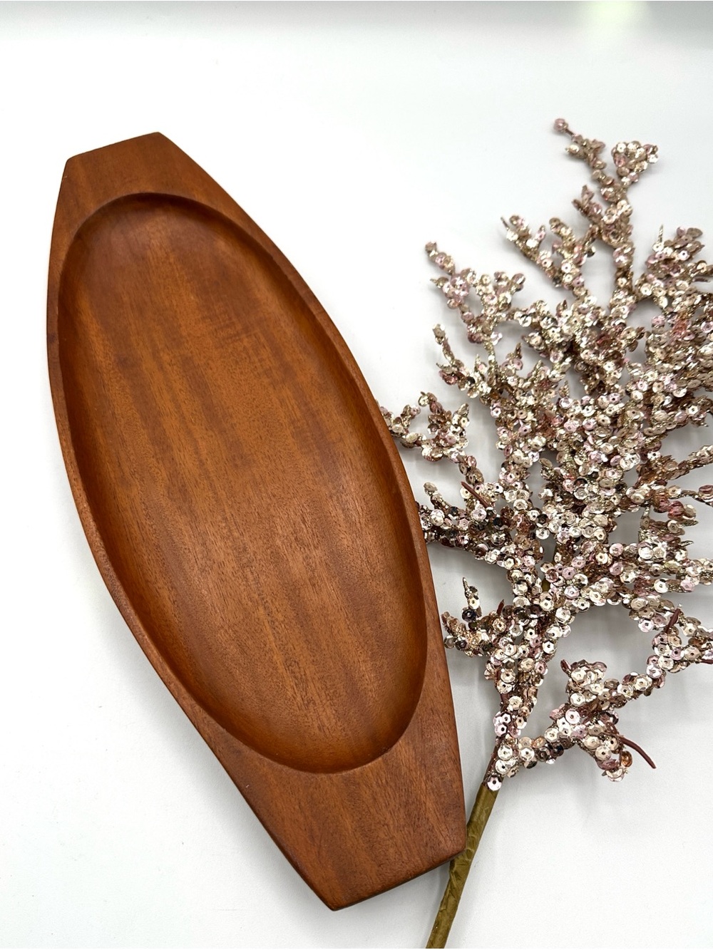 Modern Teak Oblong Tray. Denmark & Swedish Style Tray. Unsigned